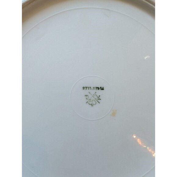 Vintage Floral Porcelain Plate Purple & Green Flower Design 10" Diameter Scallop - Picture 5 of 5